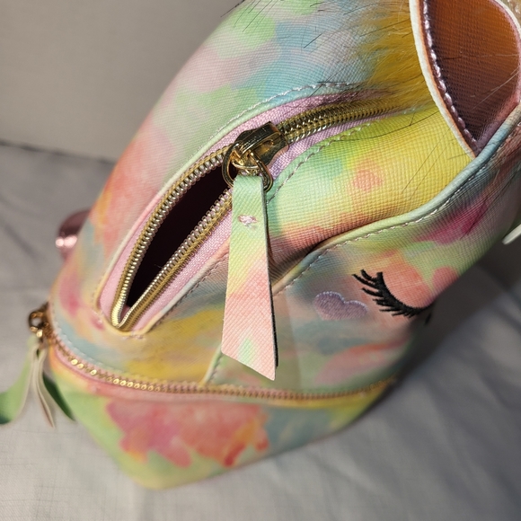 UNDERONESKY Unicorn Tie Dye Rainbow Pastel Princess Mini Zippered Backpack NWT - Picture 12 of 16